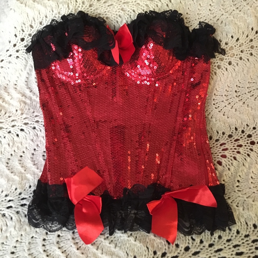 Sequin and lace costume corset